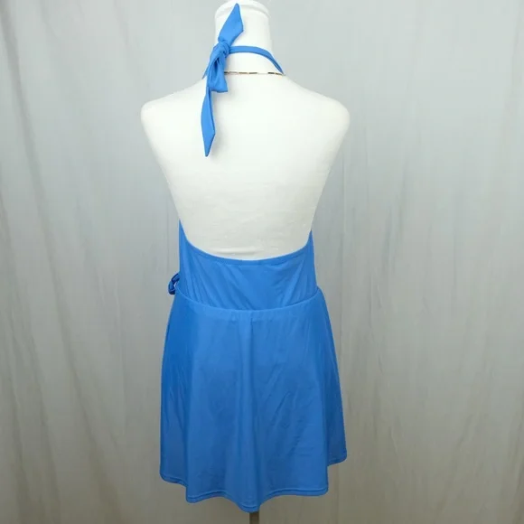 sachin and babi light blue dress MACloth Halter High Neck Chiffon Short Bridesmaid Dress Wine Red Short main image 0